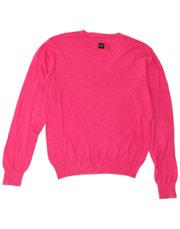 Maglione maglione con scollo a V da donna Blauer UK 14 Cotone rosa medio