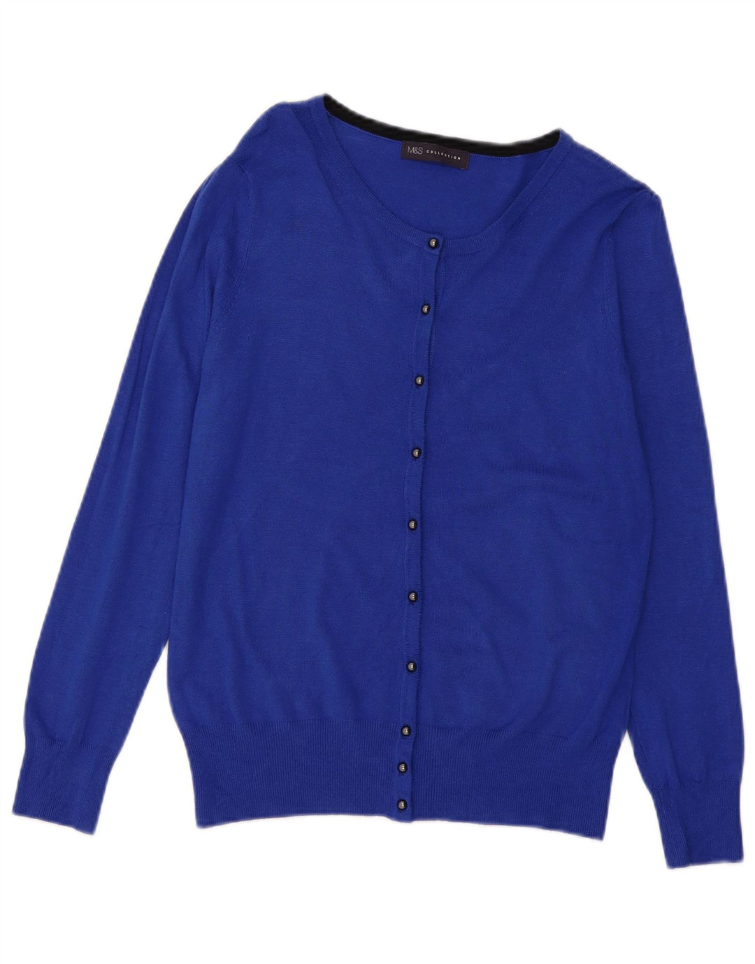 MARKS & SPENCER Maglione cardigan da donna UK 12 Viscosa blu medio