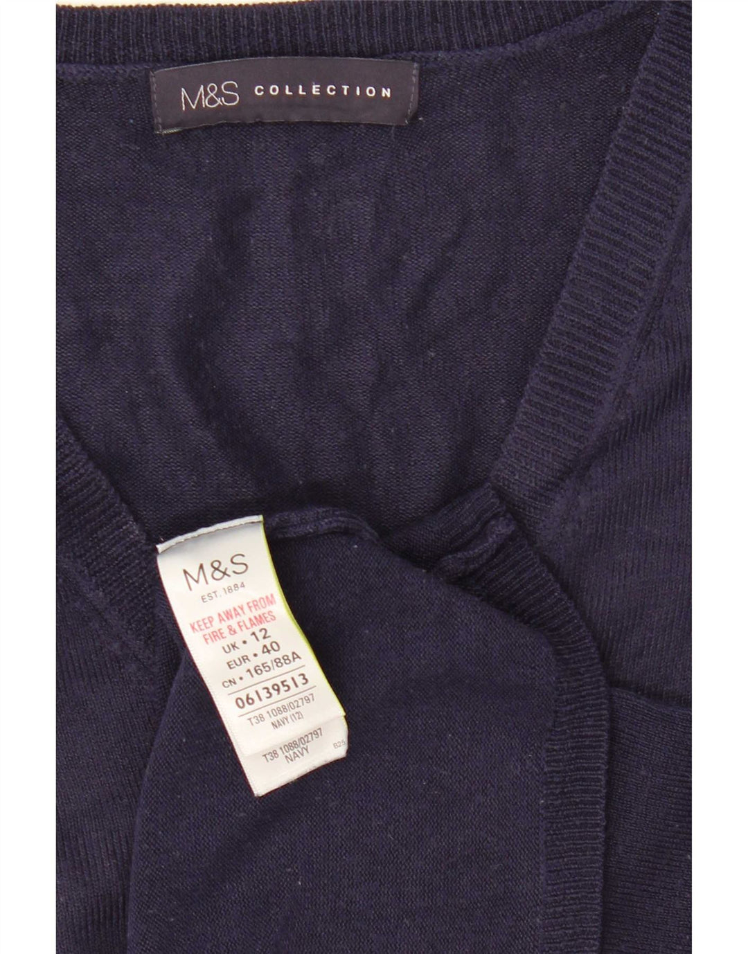 Maglione maglione con scollo a V da donna Marks & Spencer UK 12 medio blu navy
