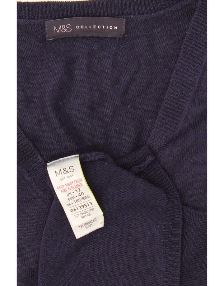 Maglione maglione con scollo a V da donna Marks & Spencer UK 12 medio blu navy