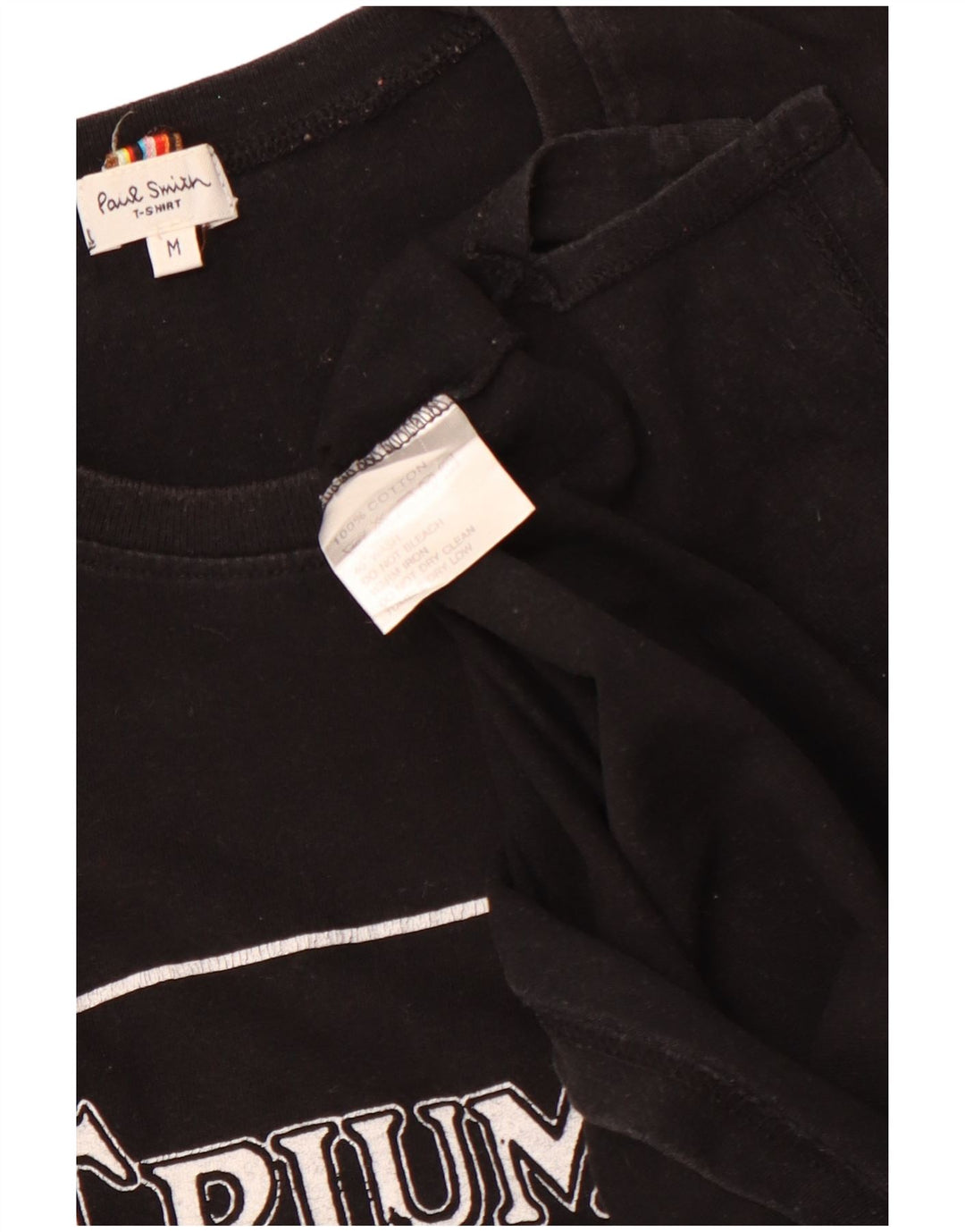 PAUL SMITH T-shirt grafica Triumph da donna Top UK 12 cotone nero medio