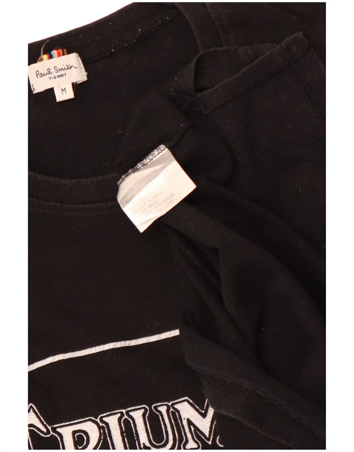 PAUL SMITH T-shirt grafica Triumph da donna Top UK 12 cotone nero medio