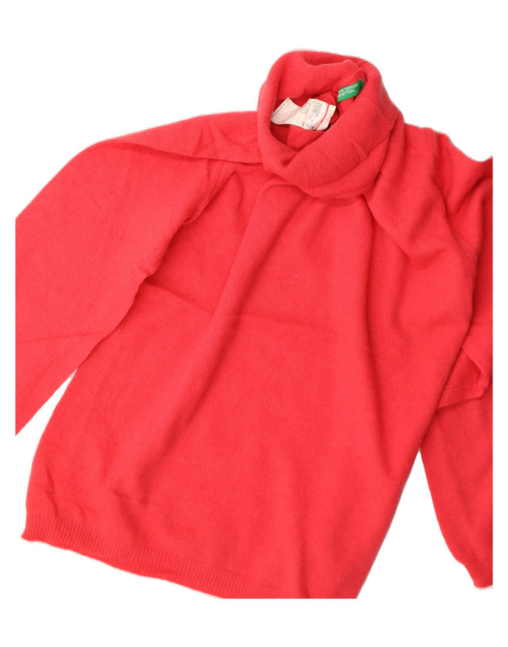 BENETTON Womens Roll Neck Jumper Sweater UK 12 Medium Red Wool Vintage Benetton and Second-Hand Benetton from Messina Hembry 