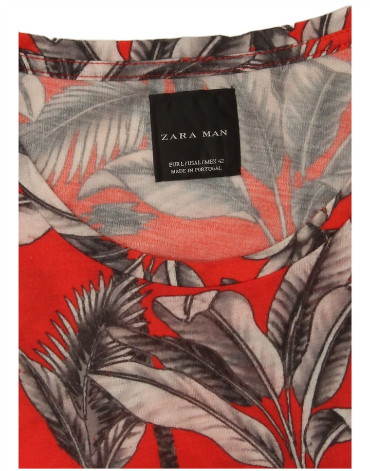 T-shirt da uomo Zara Top grande rosso floreale