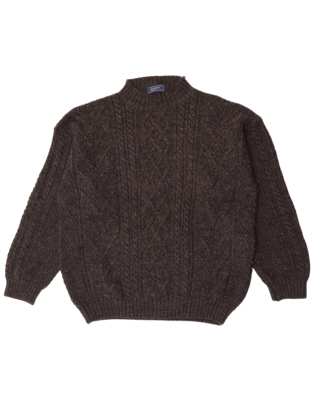 Principles Maglione da uomo con collo alto e maglione grande in lana grigia