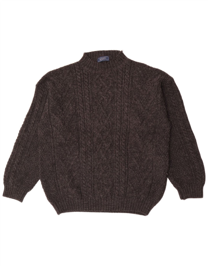 Principles Maglione da uomo con collo alto e maglione grande in lana grigia