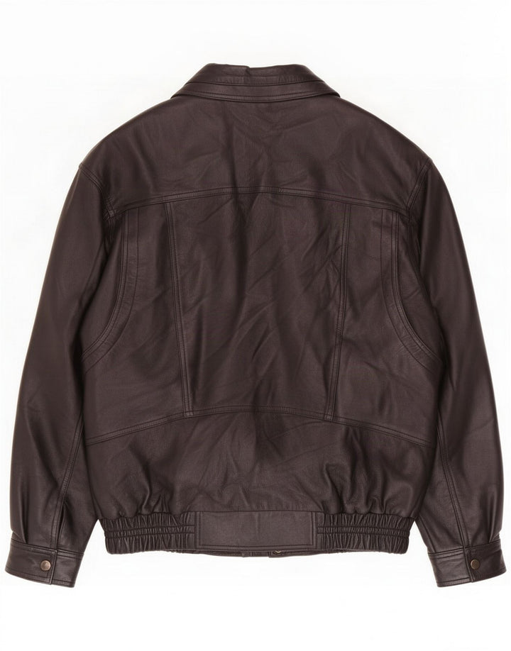 Giacca bomber in pelle da uomo vintage EU 50 Large Nero