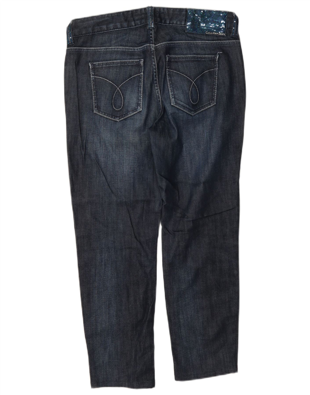 Jeans cropped da donna Calvin Klein W29 L24 cotone blu navy