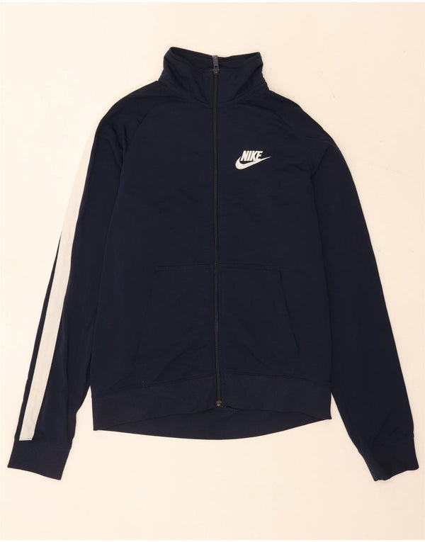 Giacca superiore della tuta da uomo Nike, poliestere color block medio blu navy