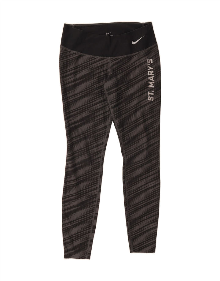 NIKE Womens Graphic Leggings UK 10 Small  Grey Striped Polyester Vintage Nike and Second-Hand Nike from Messina Hembry 