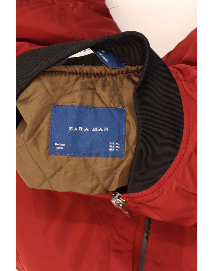 Giubbotto bomber da uomo Zara UK 44 2XL Poliestere color block rosso