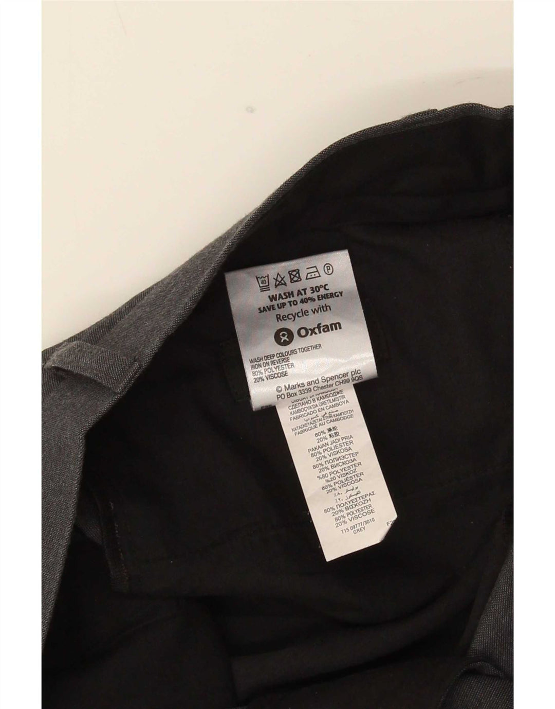 Pantaloni da abito dritti da uomo Marks & Spencer W32 L31 poliestere grigio