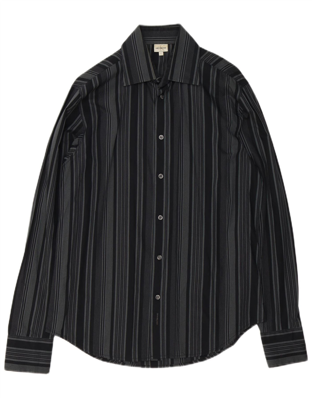 Camicia da uomo Calvin Klein Jeans in cotone a righe nere medie