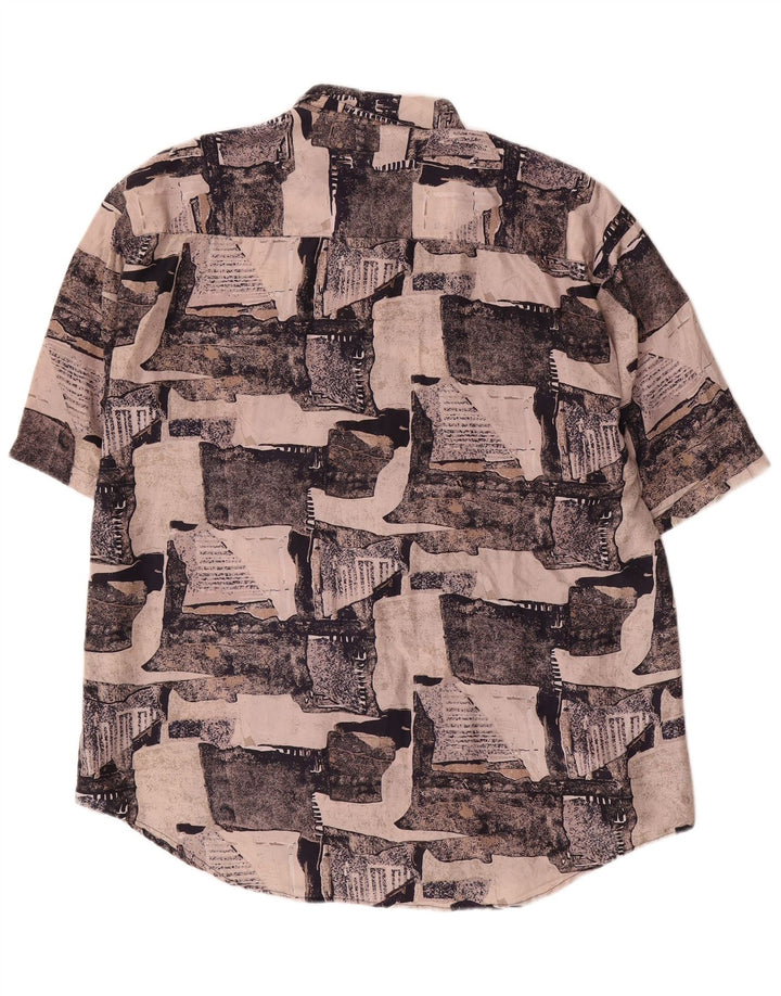 Camicia Laurent da uomo a maniche corte XL in seta patchwork multicolore