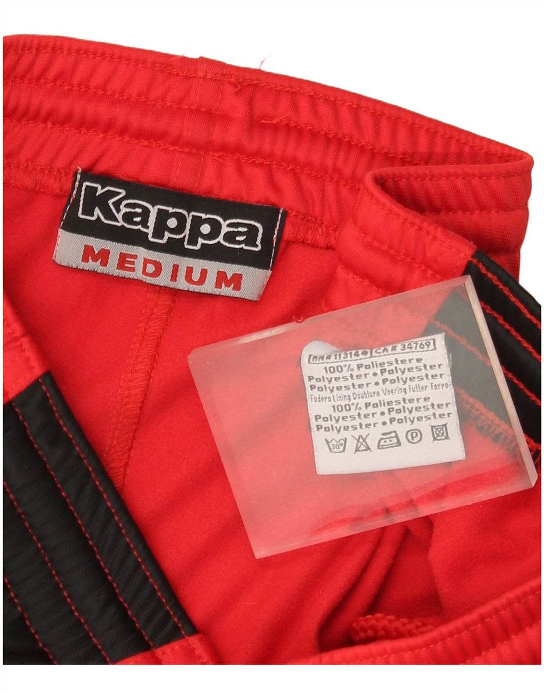 Pantaloni da tuta da uomo Kappa in poliestere color block rosso medio