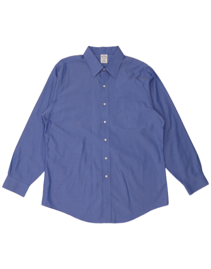 BROOKS BROTHERS Camicia reggente da uomo taglia 16 1/2 grande cotone blu