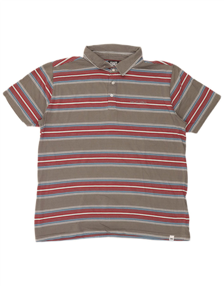 Polo da uomo Animal Large in cotone a righe grigie