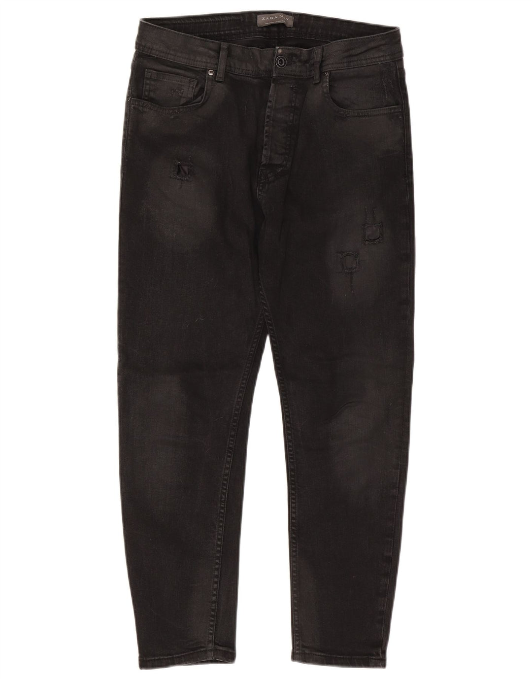 Jeans slim invecchiati da uomo Zara EU 42 grandi W32 L26 neri