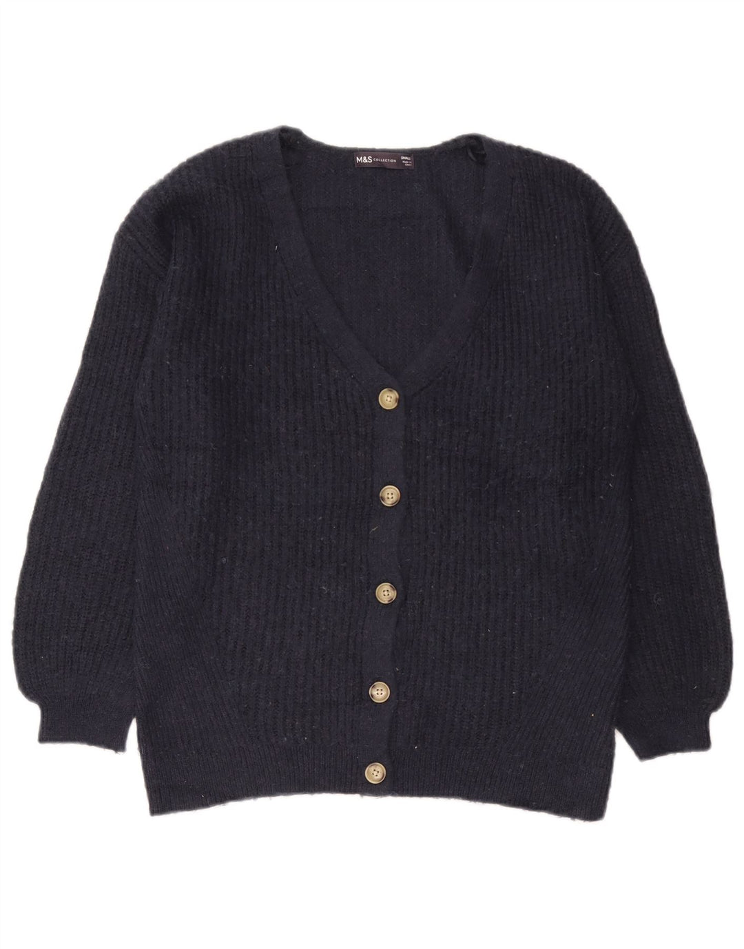Maglione cardigan oversize da donna Marks & Spencer UK 10 piccolo blu navy