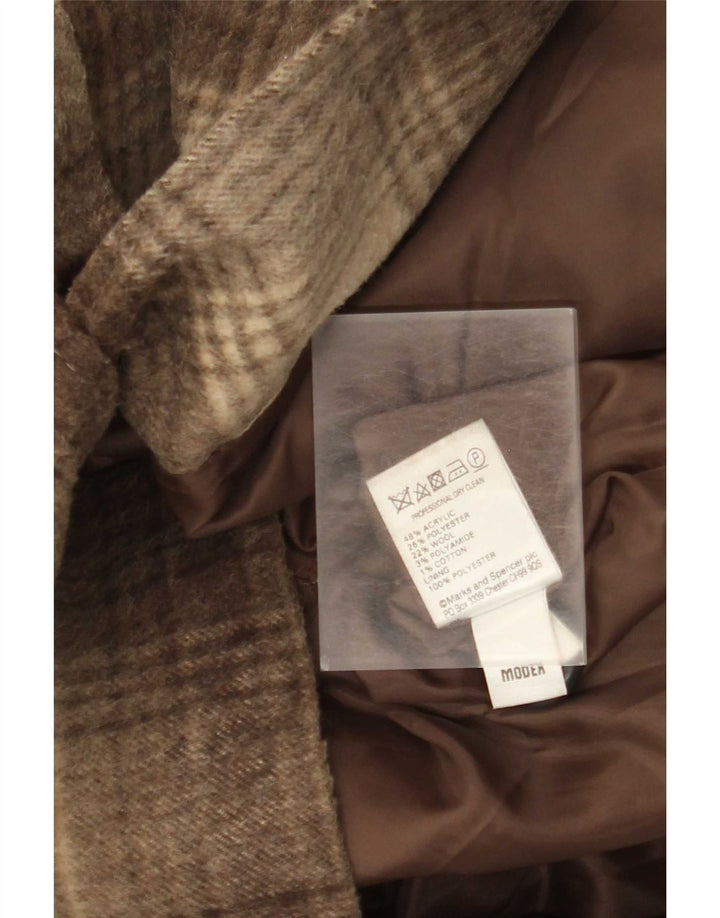 Cappotto da donna Marks & Spencer UK 18 XL Acrilico a quadri marrone