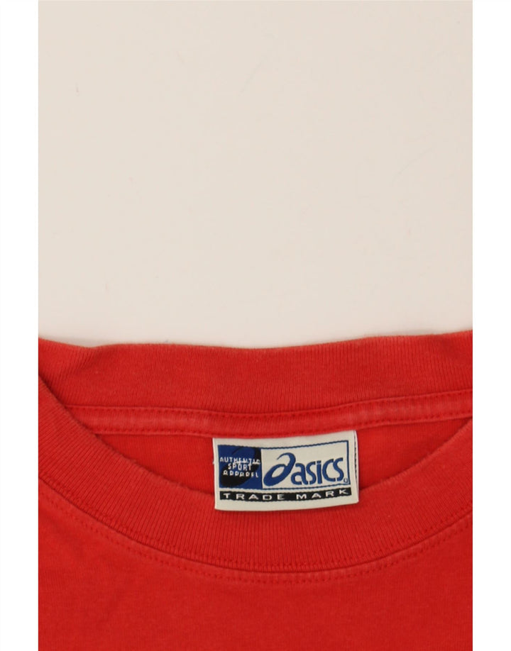 ASICS Mens T-Shirt Top Medium Red Cotton Vintage Asics and Second-Hand Asics from Messina Hembry 