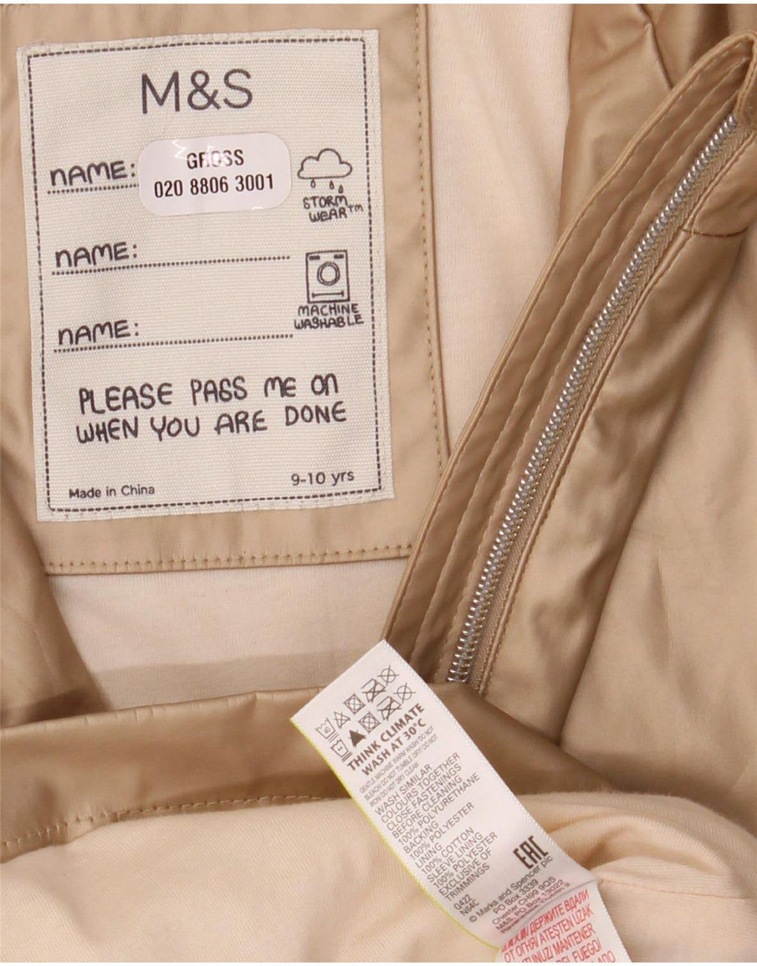 Impermeabile con cappuccio per ragazze Marks & Spencer 9-10 anni in poliuretano dorato