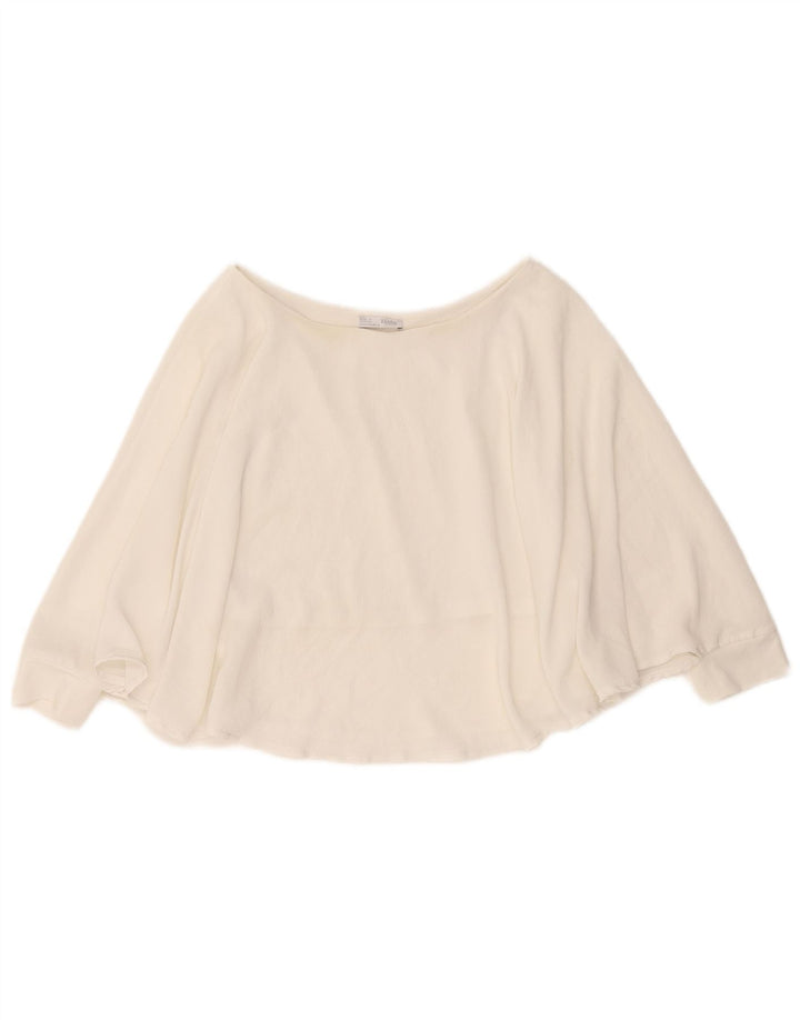 Top Zara da donna con poncho senza maniche, camicetta UK 10 piccola bianca