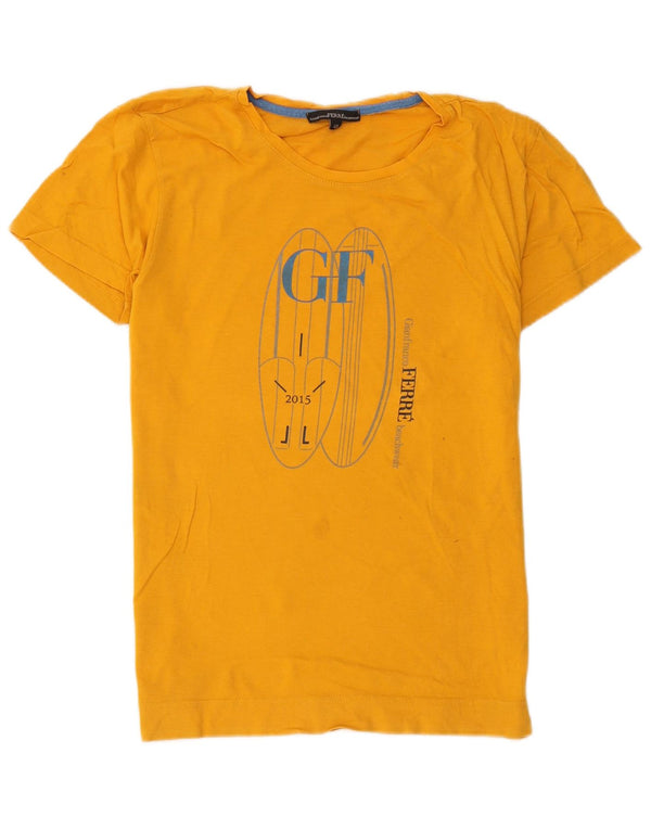T-shirt grafica da uomo Gianfranco Ferre IT 48 Small in cotone giallo