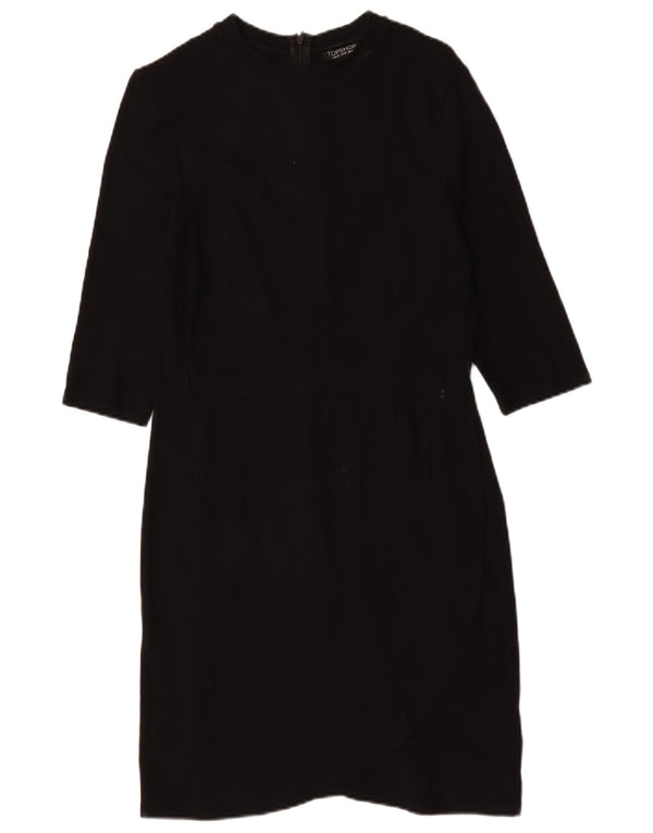 Abito tubino con maniche a 3/4 da donna Topshop UK 14 grande viscosa nera