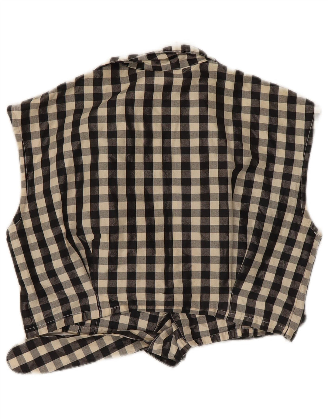 Camicetta corta da donna vintage senza maniche IT 42 a quadretti neri medi