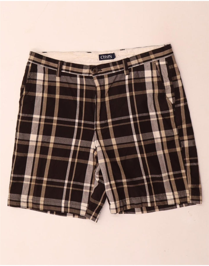 Pantaloncini chino da uomo Chaps W38 XL in cotone a quadri marroni