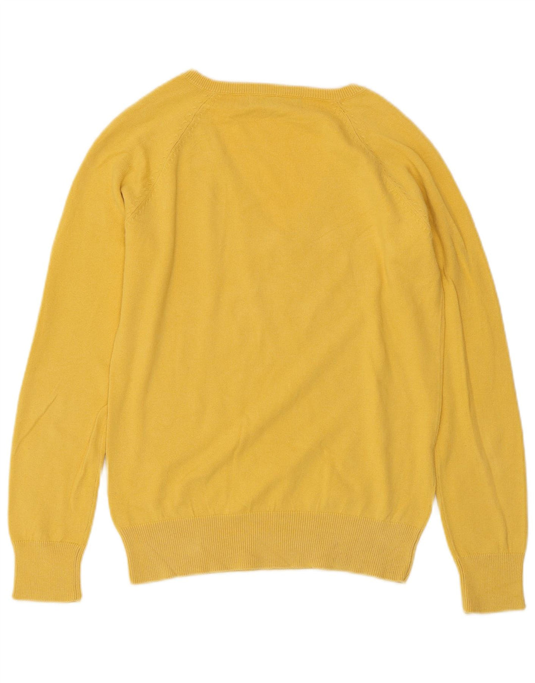 Maglione ZARA da donna con scollo a V UK 14 grande cotone giallo