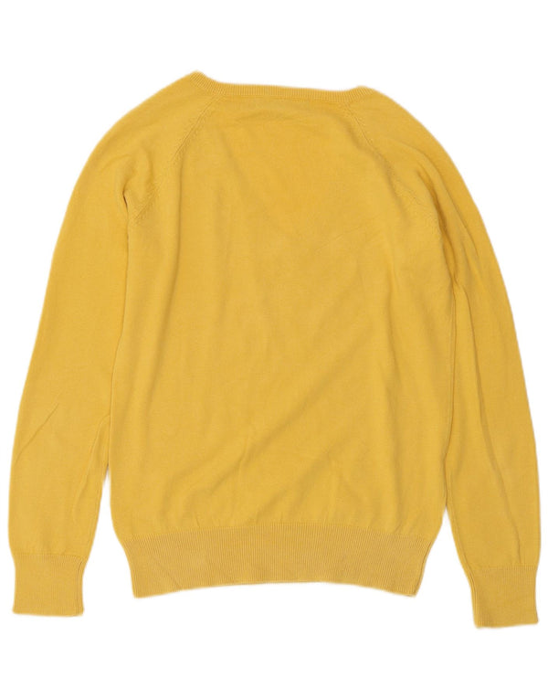 Maglione ZARA da donna con scollo a V UK 14 grande cotone giallo
