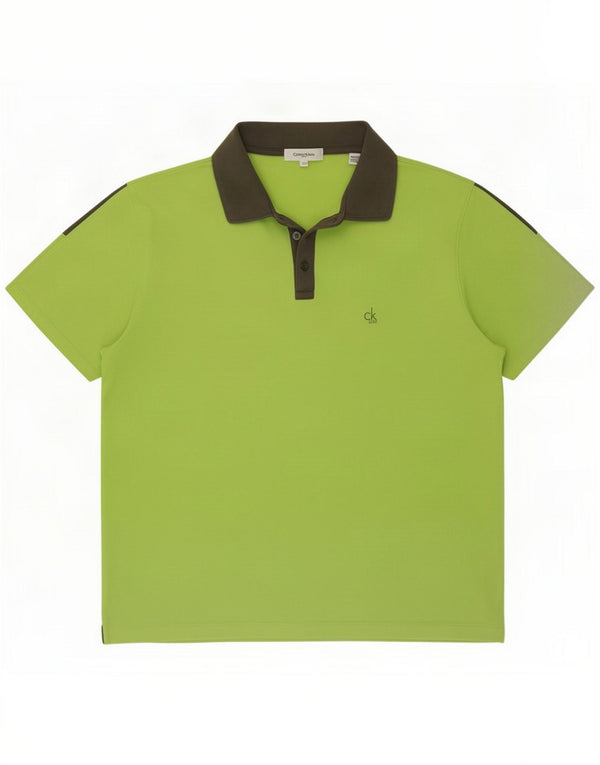 Calvin Klein Mens Rugby Polo Shirt Large Green Cotton