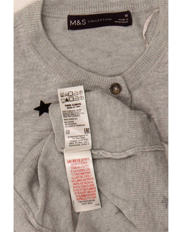 Maglione cardigan corto da donna Marks & Spencer UK 10 piccolo grigio