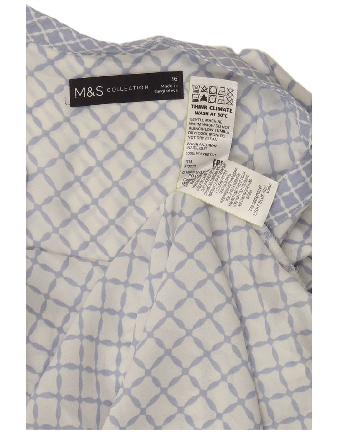 Top camicetta senza maniche da donna Marks & Spencer UK 16 grande blu geometrico