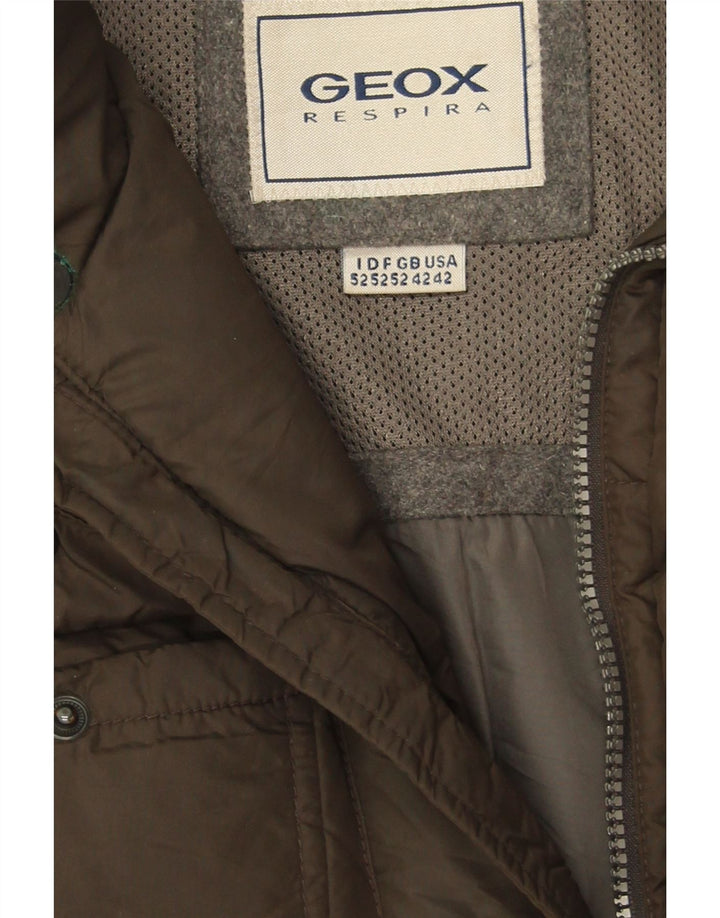 Geox Giacca imbottita con cappuccio da uomo UK 42 XL Khaki Poliammide