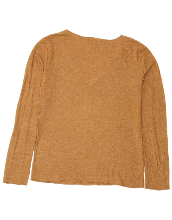 Top Zara da donna a maniche lunghe UK 10 piccolo beige screziato