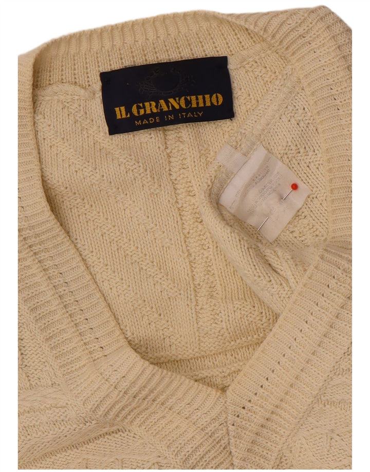 Maglione da uomo con scollo a V Il Granchio, grande beige geometrico