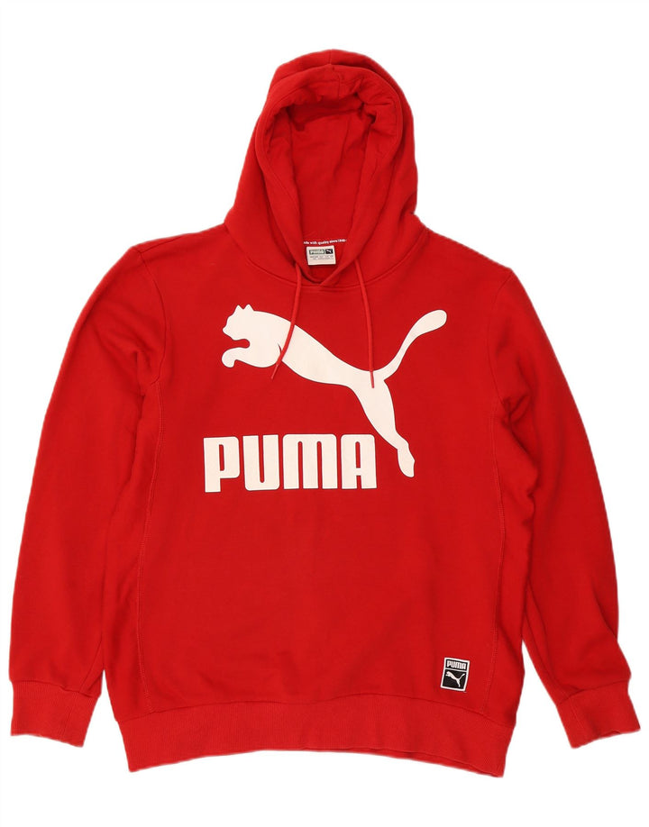 Felpa con cappuccio grafica PUMA da uomo grande in cotone rosso