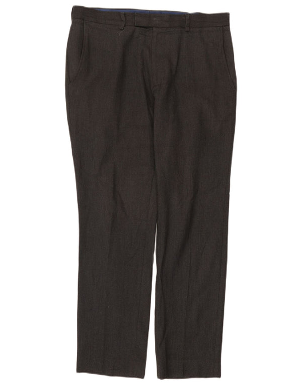 Pantaloni da abito slim da uomo Marks & Spencer W32 L29 Poliestere grigio