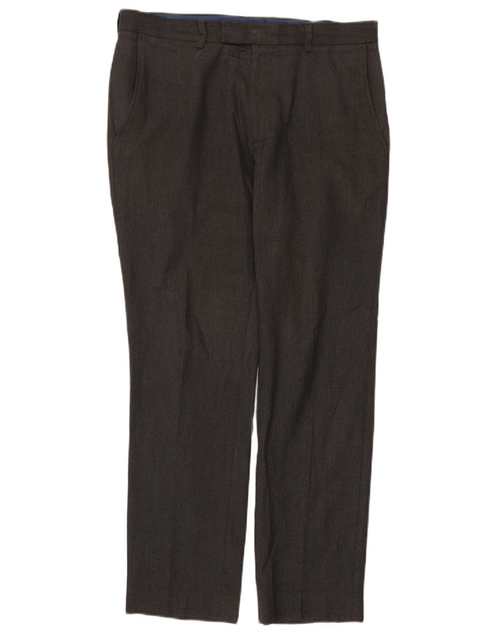 Pantaloni da abito slim da uomo Marks & Spencer W32 L29 Poliestere grigio