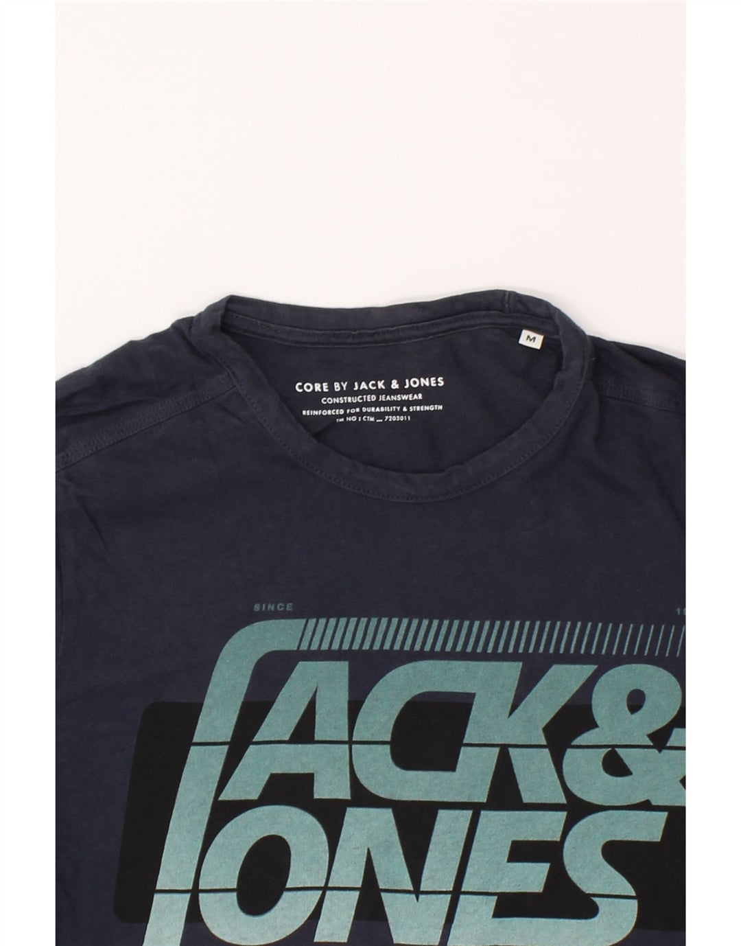 JACK & JONES Mens Graphic T-Shirt Top Medium Navy Blue Cotton Vintage Jack & Jones and Second-Hand Jack & Jones from Messina Hembry 