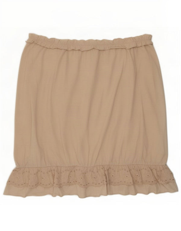 Top corto senza spalline da donna Benetton UK 12 Cotone beige medio