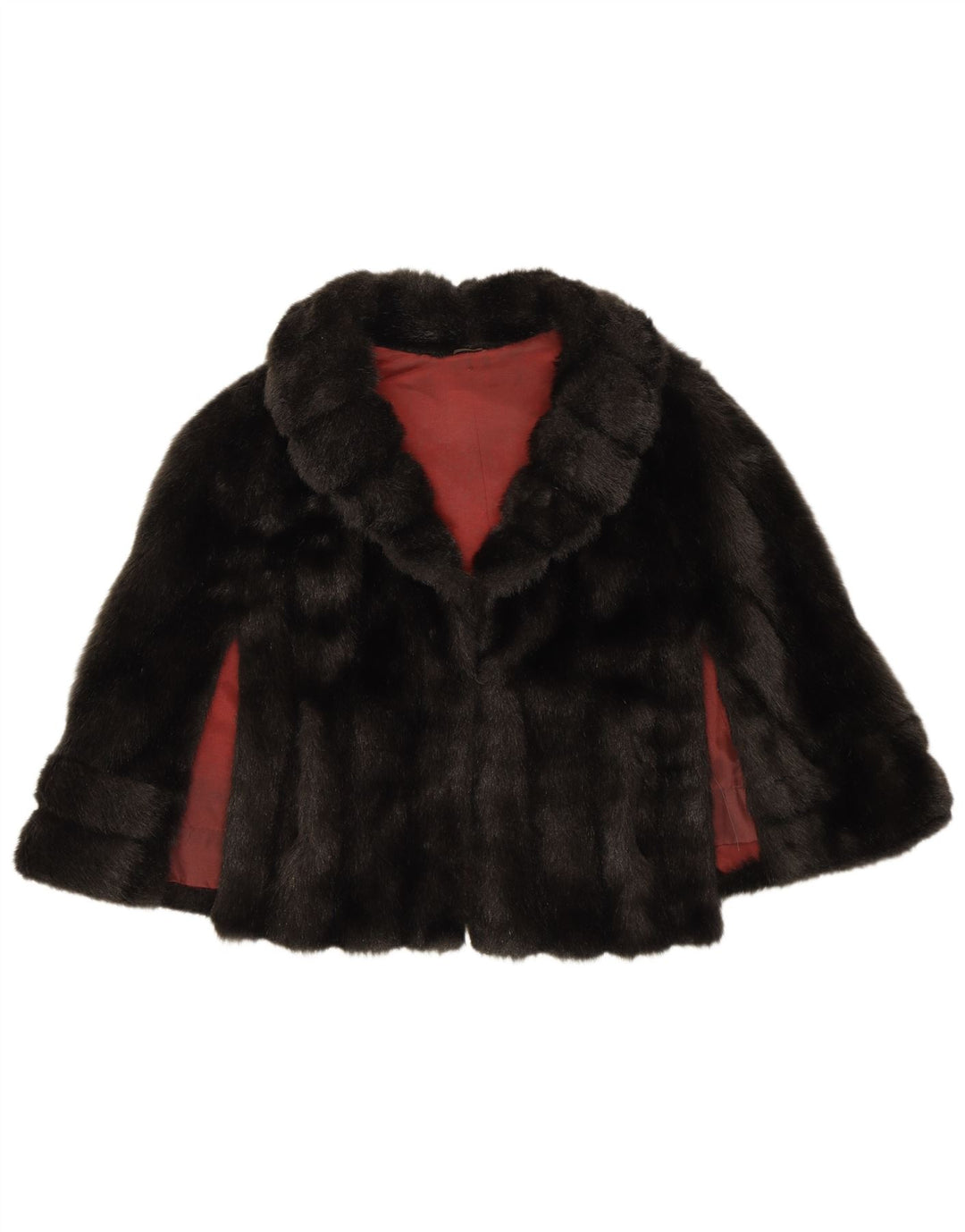 Giacca bolero poncho da donna in pelliccia sintetica VINTAGE taglia unica nera