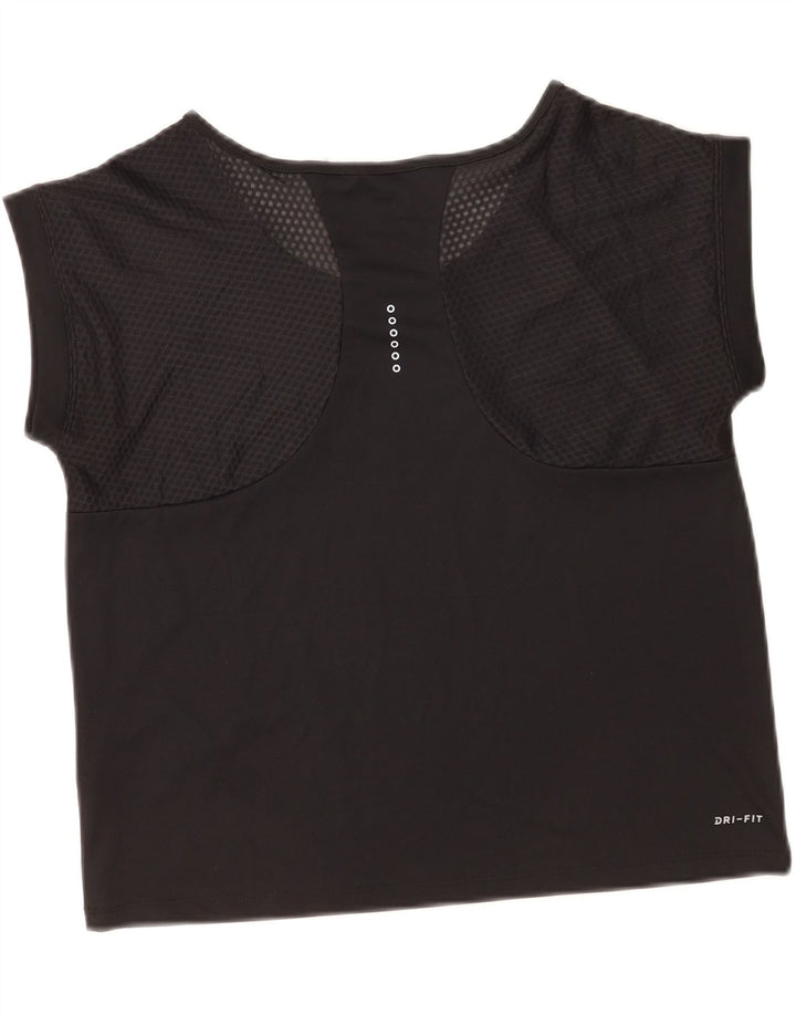 T-shirt grafica Nike Dri Fit da donna, taglia UK 14, poliestere nero medio