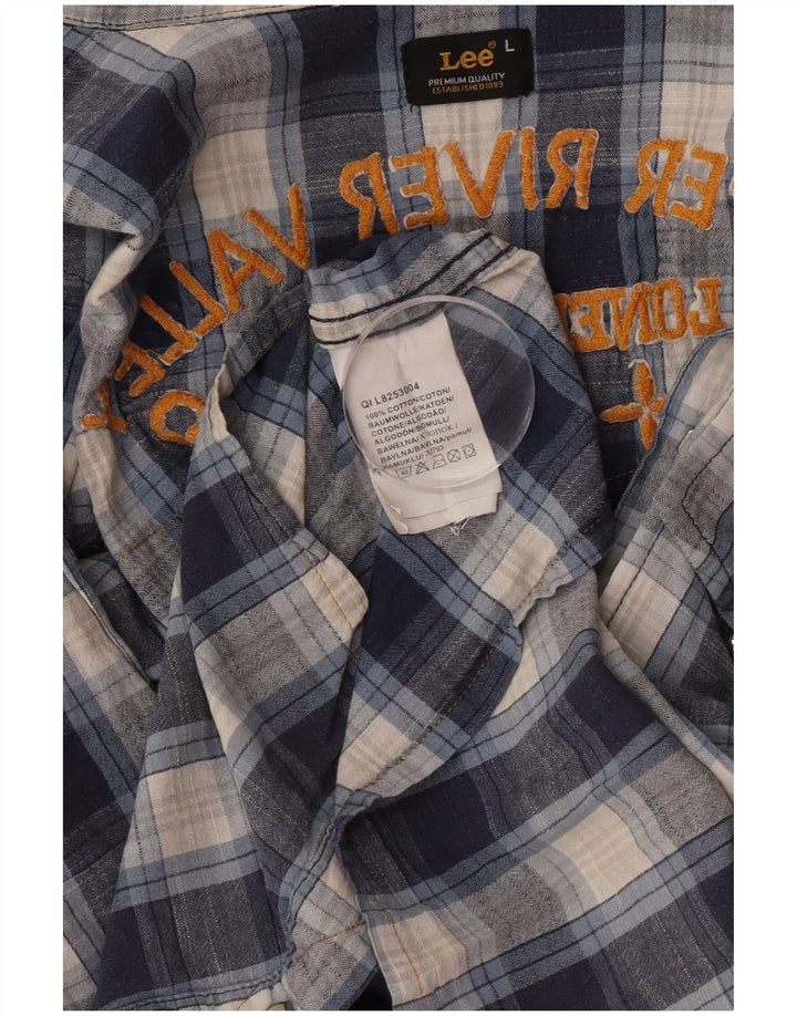 Camicia grafica da uomo Lee in cotone a quadri grandi blu