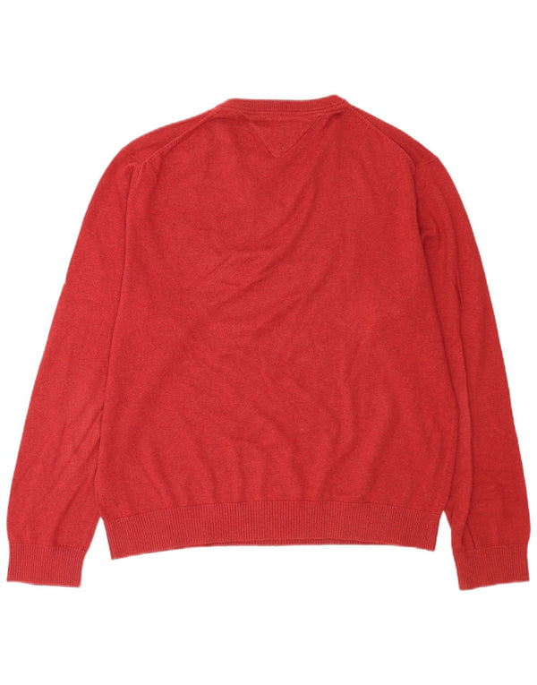 Maglione maglione con scollo a V da uomo Tommy Hilfiger XL rosso cotone
