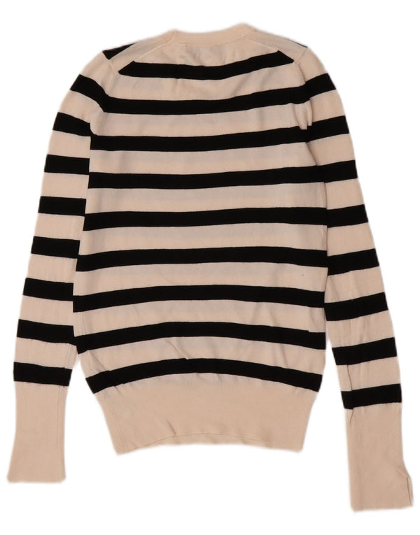 Maglione girocollo da donna Zara UK 10 piccolo in viscosa a righe bianche