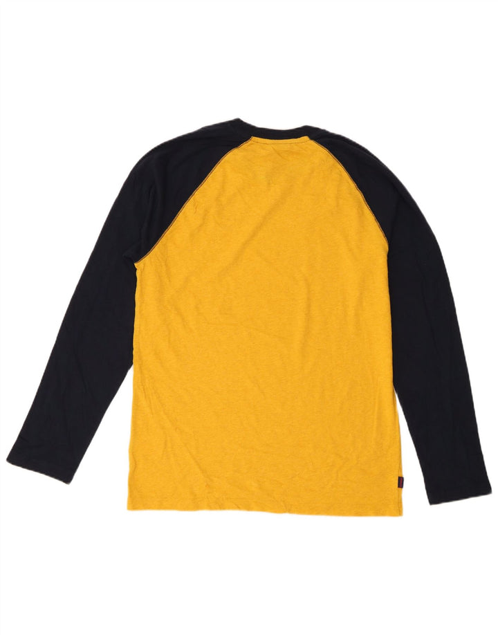 Top da uomo Superdry a maniche lunghe in cotone color block giallo medio